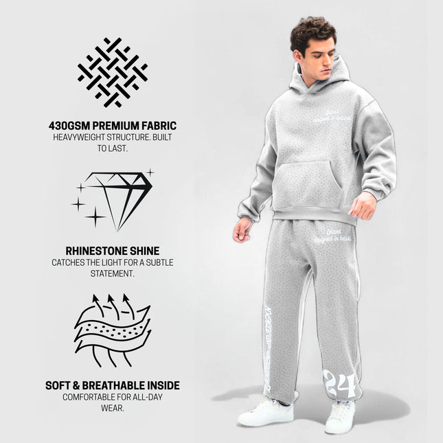 TIMELESS RHINESTONE PANTS - GREY