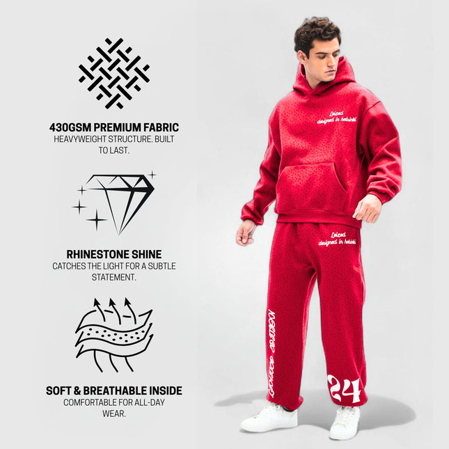 TIMELESS RHINESTONE PANTS - RED