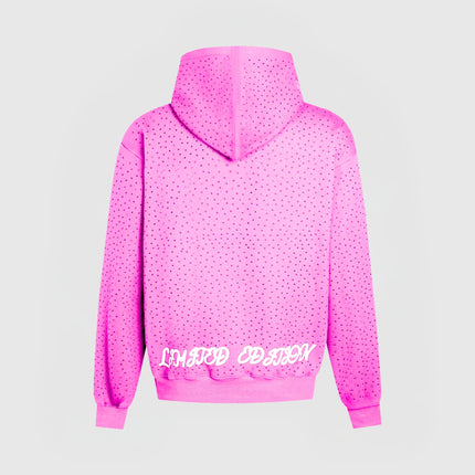 TIMELESS RHINESTONE ZIP-UP HOODIE - PINK