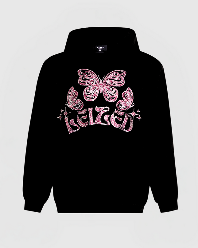 RHINESTONE BUTTERFLY HOODIE - PINK