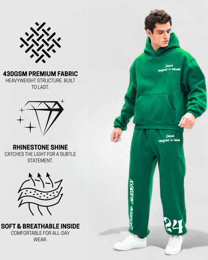 TIMELESS RHINESTONE HOODIE - GREEN