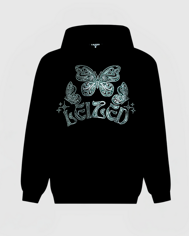 RHINESTONE BUTTERFLY HOODIE - GREEN