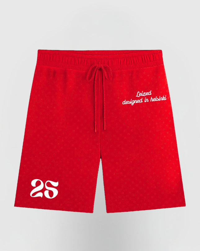 TIMELESS RHINESTONE SHORTS - RED