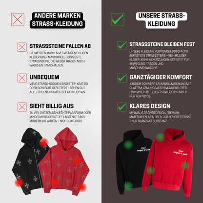 Zeitloser Rhinestone Hoodie - Schwarz