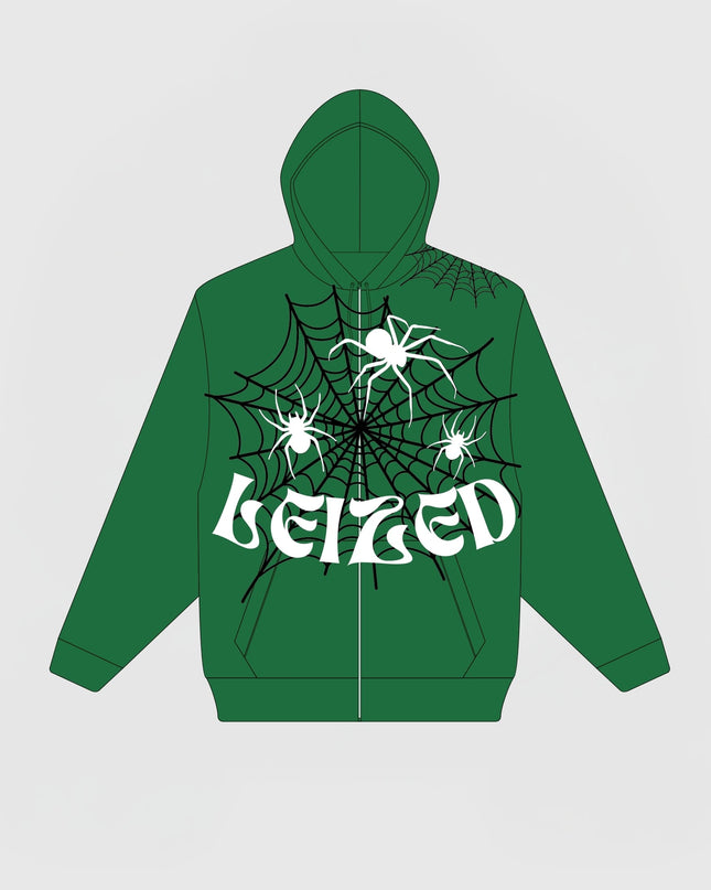 SPIDER PUFF HOODIE - GREEN