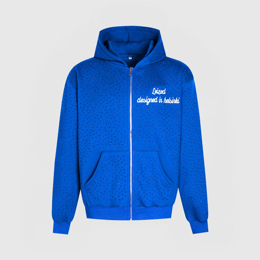 TIMELESS RHINESTONE ZIP-UP HUPPARI - SININEN
