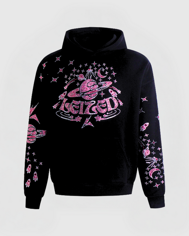 GALAXY RHINESTONE HOODIE - PINK