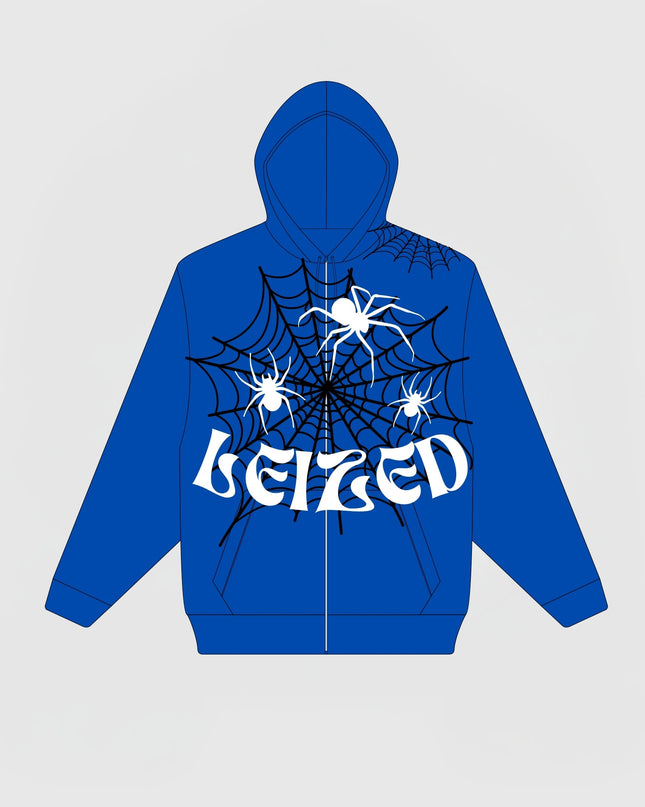 SPIDER PUFF HOODIE - BLUE