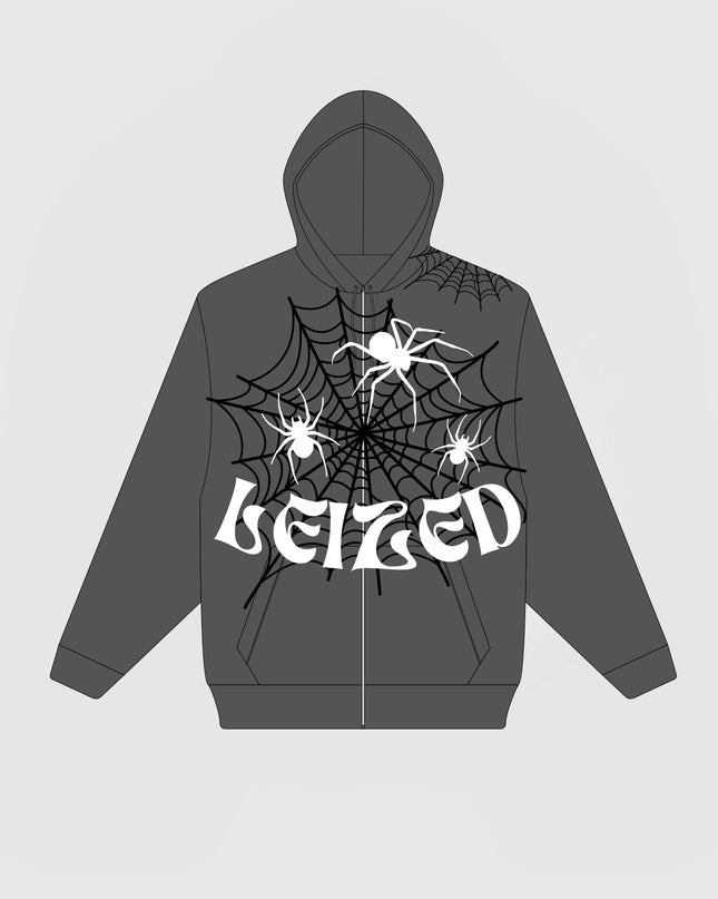 SPIDER PUFF HOODIE - DARK GREY