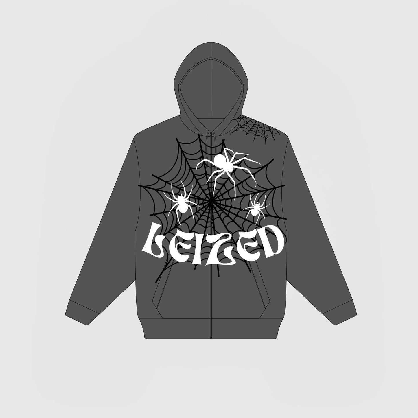 SPIDER PUFF HOODIE - DARK GREY