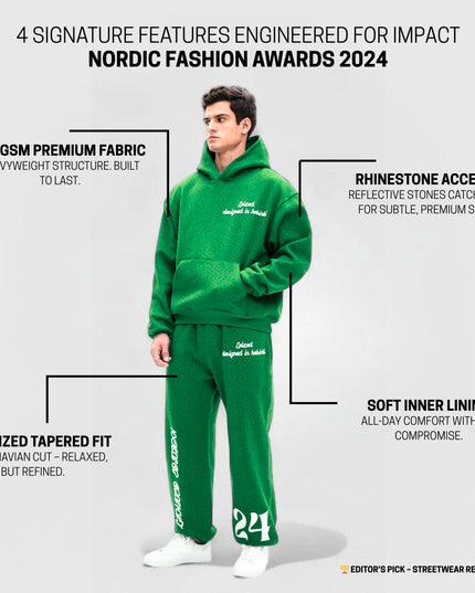 TIMELESS RHINESTONE HOODIE - GREEN