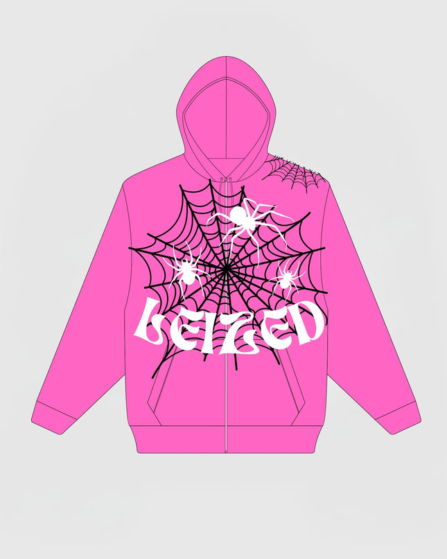 SPIDER PUFF HOODIE - PINK