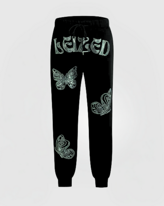 BUTTERFLY RHINESTONE PANTS - GREEN