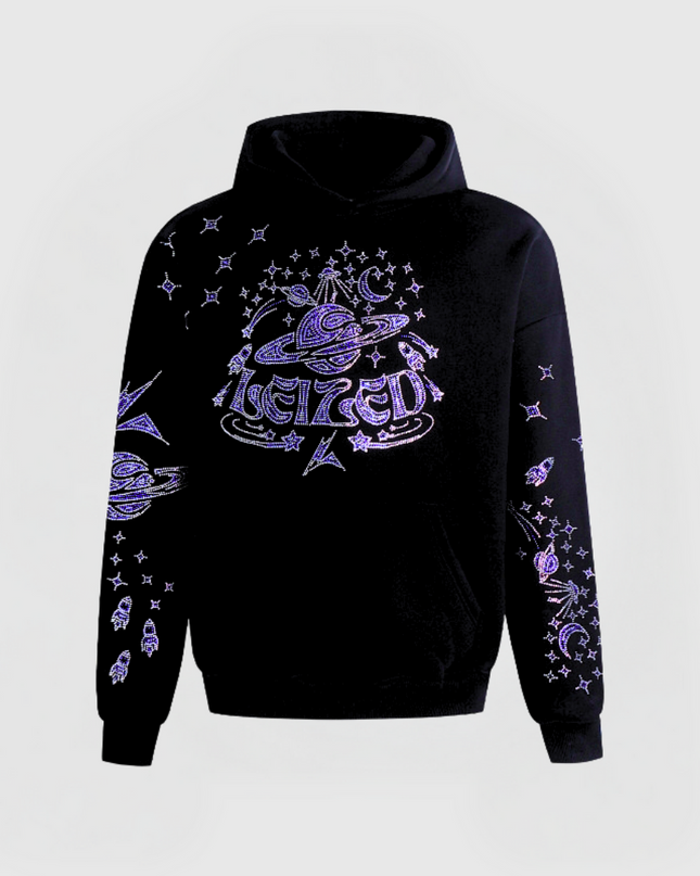 GALAXY RHINESTONE HOODIE - BLUE
