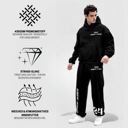 Zeitloser Rhinestone Hoodie - Schwarz