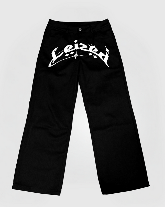 DENIM EMBROIDERY JEANS - BLACK